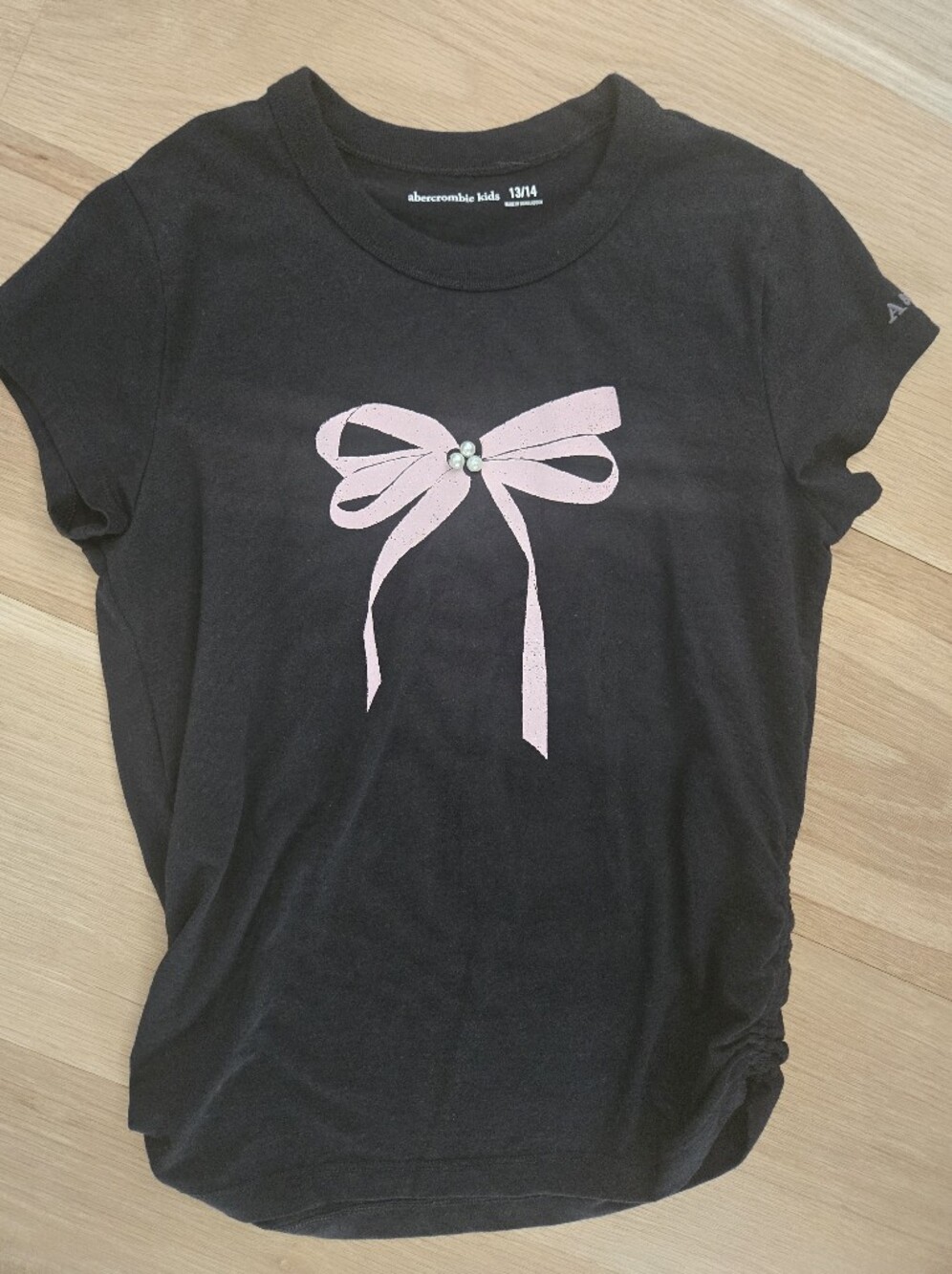 abercrombie kids Black Tee with Pink Bow